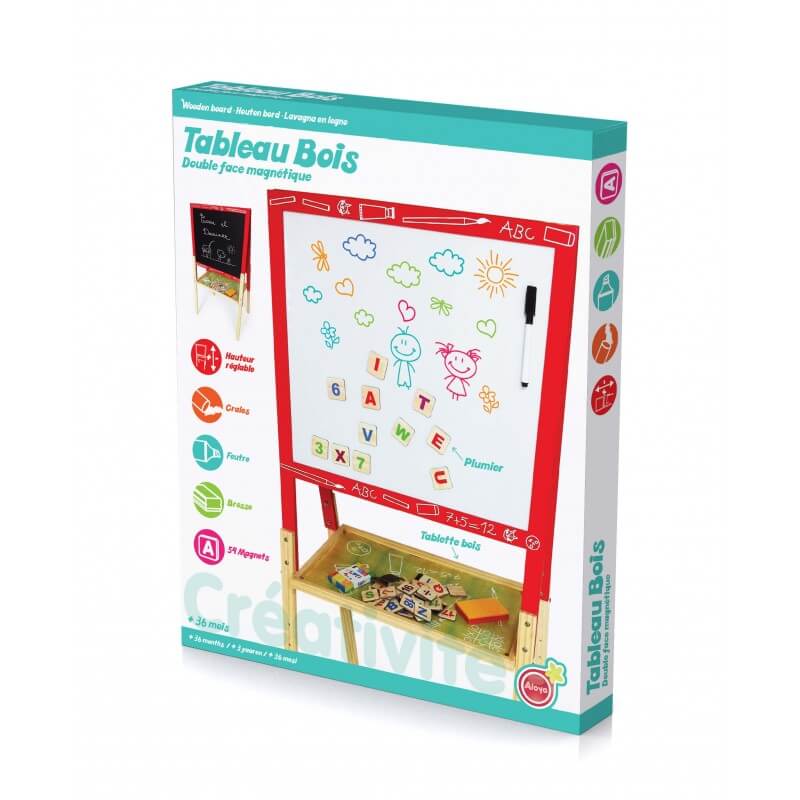 Tableau à dessin en bois double face pour enfants - Art Wooden Drawing Board - 2 en 1 - Hauteur réglable - Jeux - Jouets