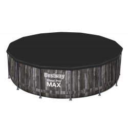 Piscine hors sol ronde Steel Pro Max™ décor bois, 427 x 107 cm, filtre à cartouche, bâche, échelle, diffuseur