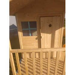 Maison enfant cottage avec terrasse. Version brute à peindre avec toit goudron