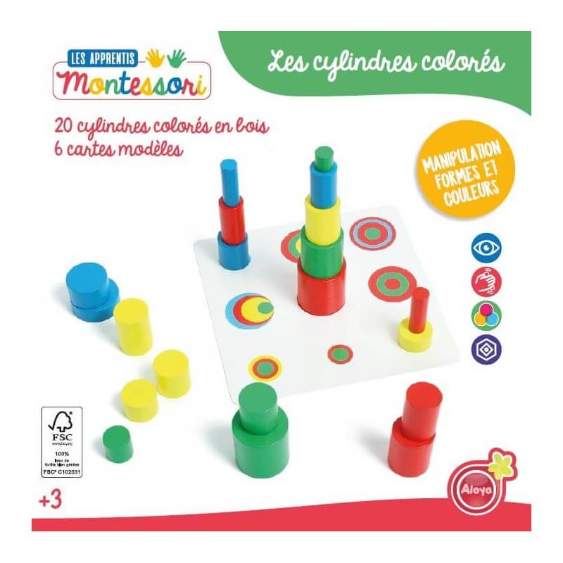 Jeu des cylindres colorés - Jeux Montessori