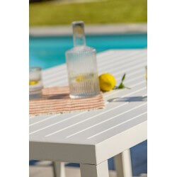 Ensemble repas de jardin CAYENNE 7 places en aluminium - BLANC