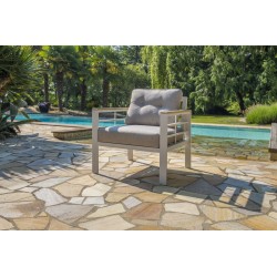 Ensemble repas de jardin CAYENNE 7 places en aluminium - BLANC