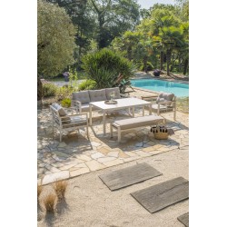 Ensemble repas de jardin CAYENNE 7 places en aluminium - BLANC
