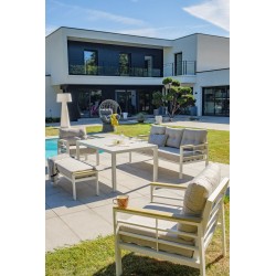 Ensemble repas de jardin CAYENNE 7 places en aluminium - BLANC