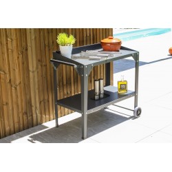Desserte de jardin à roulettes CUCINATO en acier galvanisé - GRIS ANTHRACITE