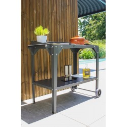 Desserte de jardin à roulettes CUCINATO en acier galvanisé - GRIS ANTHRACITE