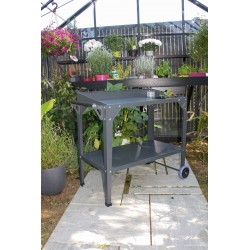 Desserte de jardin à roulettes CUCINATO en acier galvanisé - GRIS ANTHRACITE