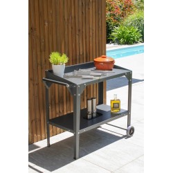 Desserte de jardin à roulettes CUCINATO en acier galvanisé - GRIS ANTHRACITE