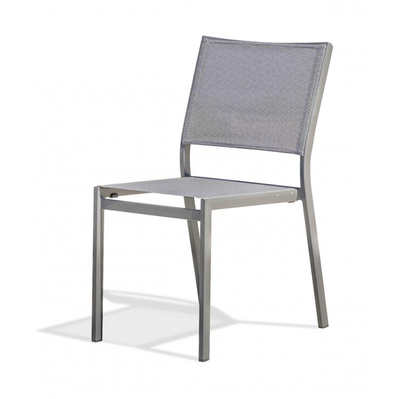 Chaise de jardin empilable STOCKHOLM en textilène et aluminium - GRIS ANTHRACITE