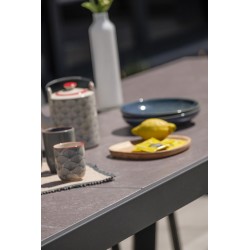 Table de jardin STOCKHOLM (200/300x96 cm) en aluminium et céramique avec rallonge intégrée - GRIS ANTHRACITE