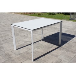 Table de jardin empilable MEET (120x80 cm) en aluminium laqué et peinture Epoxy - BLANC