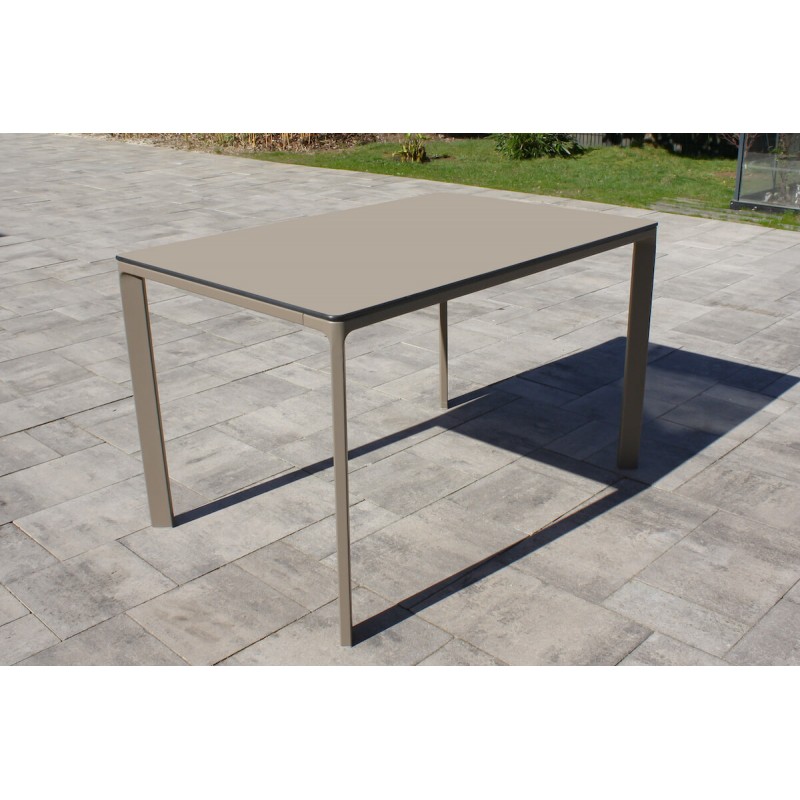Table de jardin empilable MEET (120x80 cm) en aluminium laqué et peinture Epoxy - TAUPE