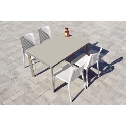 Table de jardin empilable MEET (120x80 cm) en aluminium laqué et peinture Epoxy - TAUPE