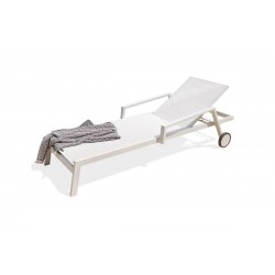 Bain de soleil multi-positions IBIZA en aluminium et textilène - BLANC