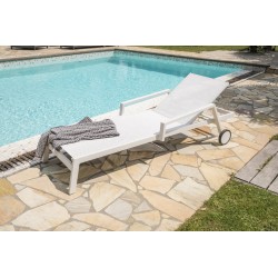 Bain de soleil multi-positions IBIZA en aluminium et textilène - BLANC