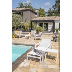 Bain de soleil multi-positions IBIZA en aluminium et textilène - BLANC