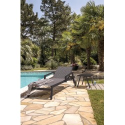 Bain de soleil multi-positions IBIZA en aluminium et textilène - NOIR