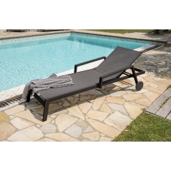 Bain de soleil multi-positions IBIZA en aluminium et textilène - NOIR
