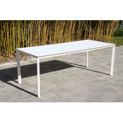 Table de jardin MEET (200x90 cm) en aluminium laqué et peinture Epoxy - BLANC