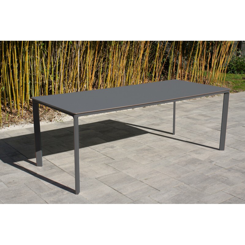 Table de jardin MEET (200x90 cm) en aluminium laqué et peinture Epoxy - GRIS ANTHRACITE