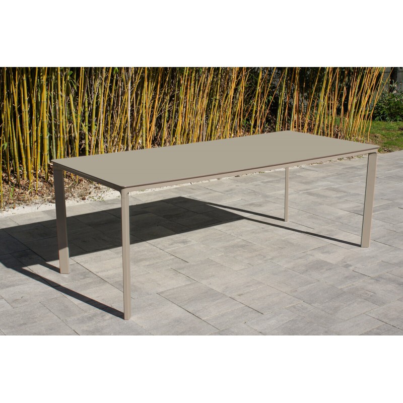 Table de jardin MEET (200x90 cm) en aluminium laqué et peinture Epoxy - TAUPE