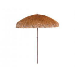 Parasol à franges MANILA (diam. 200 cm) en acier finition bois - MARRON