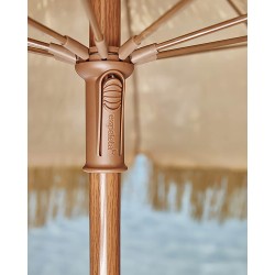 Parasol à franges MANILA (diam. 200 cm) en acier finition bois - MARRON