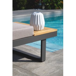 Salon de jardin modulable TOKYO 4 places en bois d'acacia et aluminium - GRIS ANTHRACITE