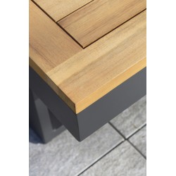 Salon de jardin modulable TOKYO 4 places en bois d'acacia et aluminium - GRIS ANTHRACITE