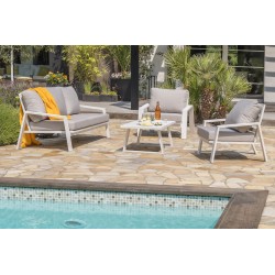 Salon bas de jardin IBIZA 5 places en aluminium - BLANC