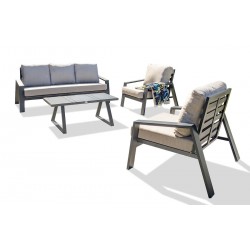 Salon bas de jardin IBIZA 5 places en aluminium - GRIS ANTHRACITE