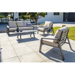 Salon bas de jardin IBIZA 5 places en aluminium - GRIS ANTHRACITE