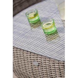 Salon bas de jardin ISA 5 places en résine tressée demi-ronde luxe - GRIS