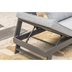 Salon de jardin d'angle NEWYORK 5/6 places en aluminium - GRIS ANTHRACITE