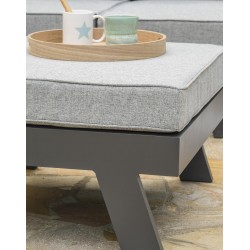 Salon de jardin d'angle NEWYORK 5/6 places en aluminium - GRIS ANTHRACITE