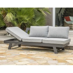 Salon de jardin d'angle NEWYORK 5/6 places en aluminium - GRIS ANTHRACITE