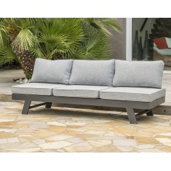 Salon de jardin d'angle NEWYORK 5/6 places en aluminium - GRIS ANTHRACITE