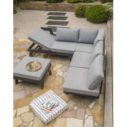 Salon de jardin d'angle NEWYORK 5/6 places en aluminium - GRIS ANTHRACITE