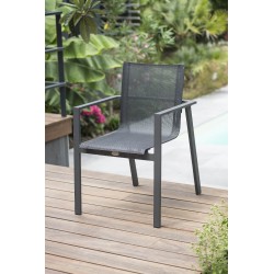 Lot composé d'une table de jardin VENISE-TB250 avec rallonge et de 10 fauteuils ALU-MIAMI-FT empilables