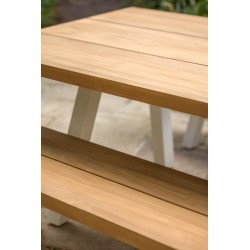 Banc 4 personnes en aluminium et teck - SEYCHELLES