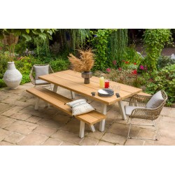 Banc 4 personnes en aluminium et teck - SEYCHELLES