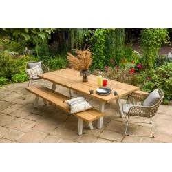 Banc 4 personnes en aluminium et teck - SEYCHELLES