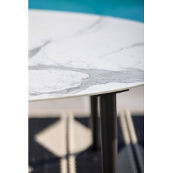 Table ovale 6 personnes en aluminium anthracite avec plateau aspect marbre - FORMENTERA