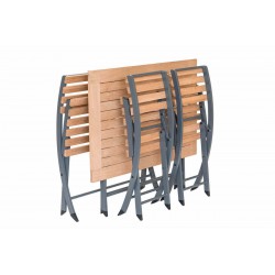 Ensemble repas pliant table rectangulaire avec Table, banc et chaise structure aluminium coloris gris - PORTO RICO