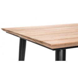 Table rectangulaire 6 personnes avec plateau en teck et pieds en aluminium coloris noir-COMORES