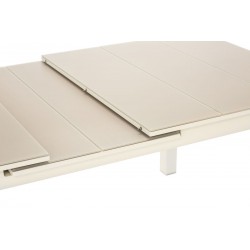 Table rectangulaire extensible 8/10 personnes. Plateau verre texturé beige anti-rayures - MILOS