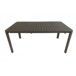 Table rectangulaire extensible 8/10/12 personnes. Structure, pieds et plateau à lattes en aluminium coloris anthracite - PALMA