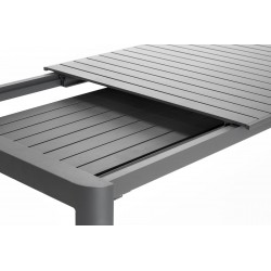 Table rectangulaire extensible 8/10/12 personnes. Structure, pieds et plateau à lattes en aluminium coloris anthracite - PALMA