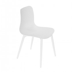 Chaise avec structure et pieds en alumimium coloris blanc. Assise en résine - CORFOU