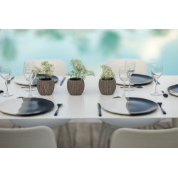 Table rectangulaire 6 personnes. Structure en aluminium coloris blanc. Plateau aspect satiné coloris blanc - CORFOU